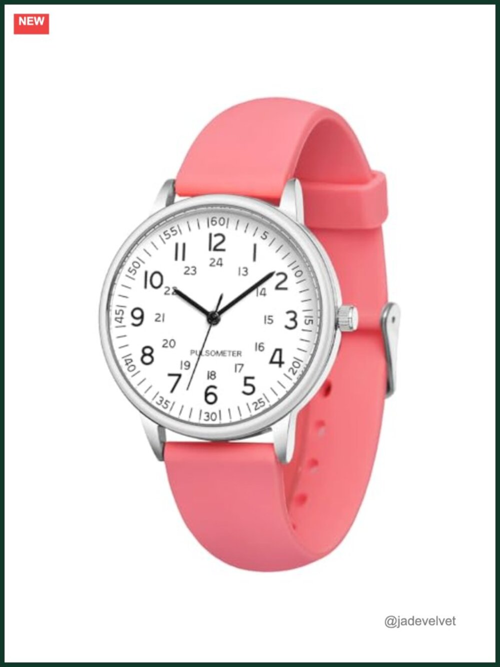 Nurse Watch Easy Read Luminous Dial Silicone Band Red Second Hand Waterproof